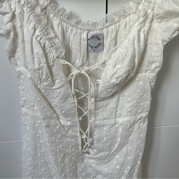 With Jean White Lace-Up Mini Dress - Picture 6 of 6